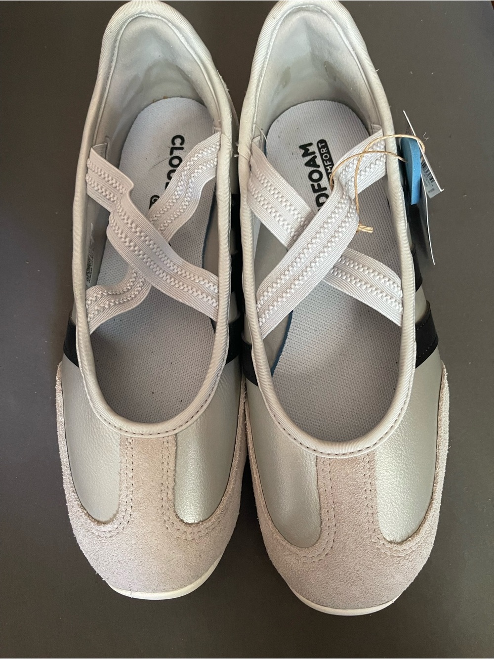 adidas Women's Slip-On Flats in Silver  and Black